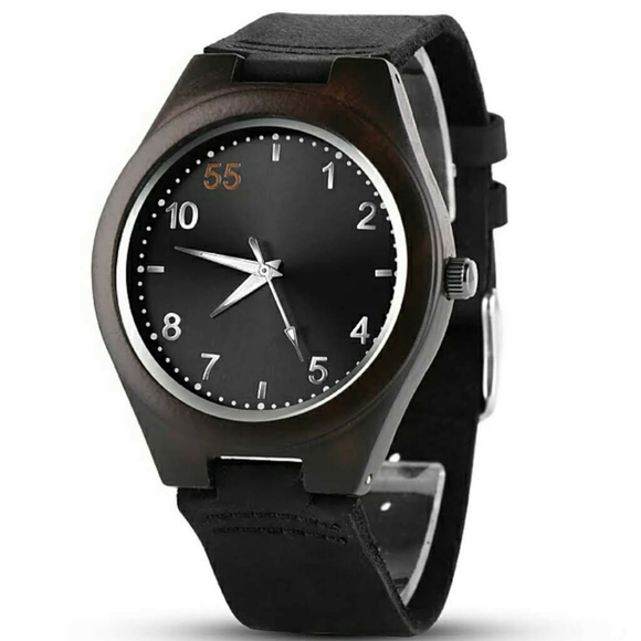 Other - NEW MEN'S GENUINE BAMBOO WATCH W/ LEATHER BAND